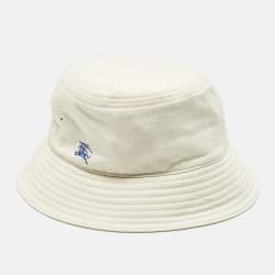 مملوكة مسبقًا Burberry Ivory EKD Sketch Cotton Bucket Hat L/59