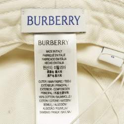 Pre Owned Burberry Ivory EKD Sketch Cotton Bucket Hat L/59