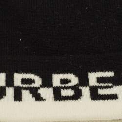 Pre Owned Burberry Black Logo Intarsia Cashmere Beanie