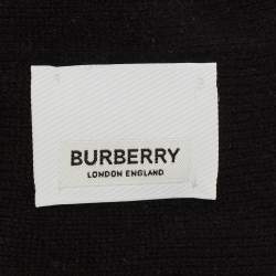 Pre Owned Burberry Black Logo Intarsia Cashmere Beanie