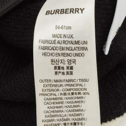 Pre Owned Burberry Black Logo Intarsia Cashmere Beanie