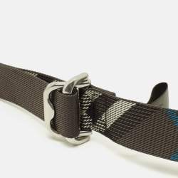 Pre Owned Burberry M Webbing Buckle Belt Grey Check Nylon