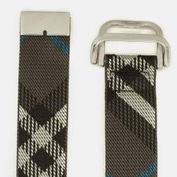 Pre Owned Burberry M Webbing Buckle Belt Grey Check Nylon