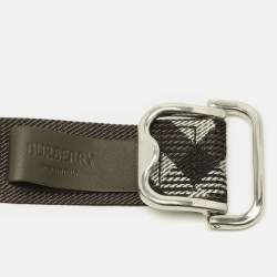 Pre Owned Burberry M Webbing Buckle Belt Grey Check Nylon