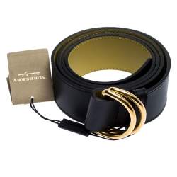 مملوكة مسبقًا حزام بربري حلقة D مزدوجة جلد أسود 120 سم