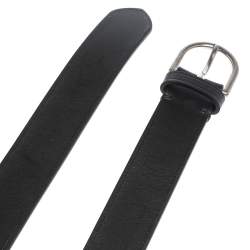 Pre Owned Burberry Black Leather Alex Buckle Belt 85CM