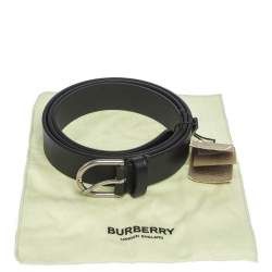 Pre Owned Burberry Black Leather Alex Buckle Belt 85CM