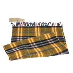 Burberry Amber Yellow Castleford Check Cashmere Scarf