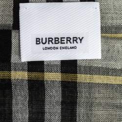 Pre Owned Burberry Sage Green Vintage Check Lightweight Wool & Silk Blend Scarf