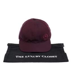 Pre Owned Burberry Burgundy Cotton Boysenberry Crest Cap M/L