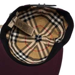 Pre Owned Burberry Burgundy Cotton Boysenberry Crest Cap M/L