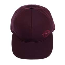 Pre Owned Burberry Burgundy Cotton Boysenberry Crest Cap M/L