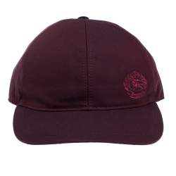 Pre Owned Burberry Burgundy Cotton Boysenberry Crest Cap M/L