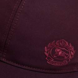 Pre Owned Burberry Burgundy Cotton Boysenberry Crest Cap M/L