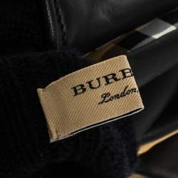 Pre Owned Burberry Beige Check Cashmere Lined Leather Trim Gloves 