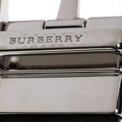 مملوكة مسبقًا Burberry Black Check Coated Canvas James Reversible Belt 80CM