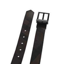 Burberry Black Beat Check Coated Canvas Buckle Belt 90CM