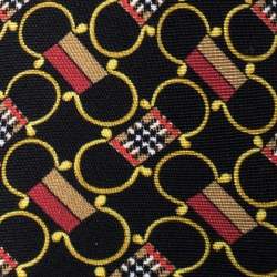 Pre Owned Burberry Multicolor Horsebit Print Silk Slim Cut Stanfield Tie