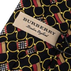 Pre Owned Burberry Multicolor Horsebit Print Silk Slim Cut Stanfield Tie
