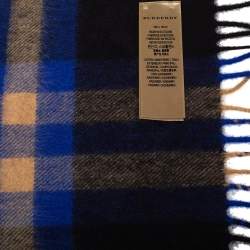 Burberry Bright Cobalt Classic Check Cashmere Scarf