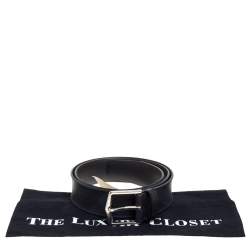 Pre Owned Burberry Navy Blue/Black Check Coated Canvas Joe Buckle Belt 90CM
