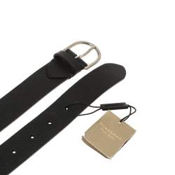 Pre Owned Burberry Black Leather Alex Buckle Belt 100CM