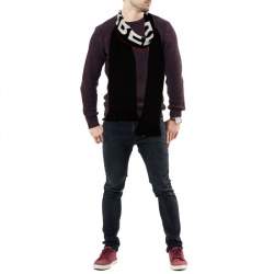 Pre Owned Burberry Bicolor Logo Intarsia Knit Cashmere Football Scarf