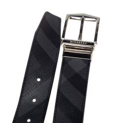 Pre Owned حزام وجهين بربري جيمس كانفاس مقوى كروهات سموكد رصاصي 80 سم