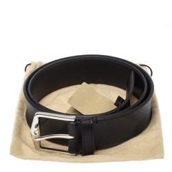 Pre Owned Burberry Grey Smoked Check Coated Canvas Joe Buckle Belt 85CM