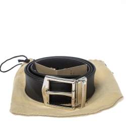 Burberry Grey Smoked Check Coated Canvas James Reversible Belt 75CM