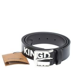 Pre Owned حزام بربري غراي35 إبزيم جلد أسود 100 سم