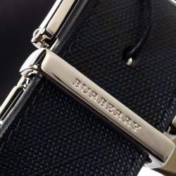 Pre Owned Burberry Grey Smoked Check Coated Canvas and Leather James Reversible Belt 80CM