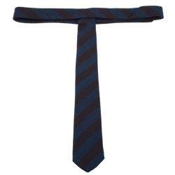 Burberry Blue and Brown Striped Silk Tie