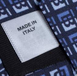 Pre Owned Burberry Pebble Blue Monogram Manston Silk Tie