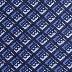 Pre Owned Burberry Pebble Blue Monogram Manston Silk Tie
