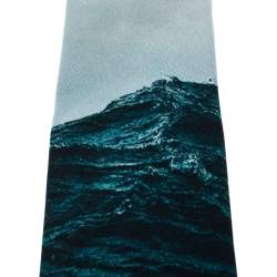 Burberry Deep Teal Sea Printed Manston Narrow Silk Tie