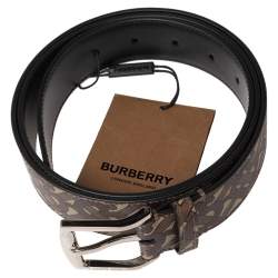 Pre Owned Burberry Beige/Brown TB-Print Coated Canvas Buckle Belt 105CM
