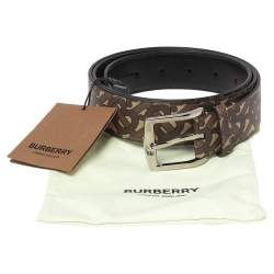 Pre Owned Burberry Beige/Brown TB-Print Coated Canvas Buckle Belt 105CM