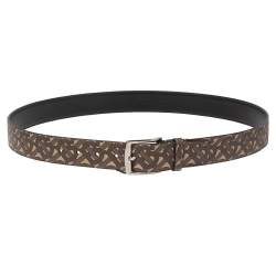 Pre Owned Burberry Beige/Brown TB-Print Coated Canvas Buckle Belt 105CM