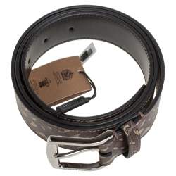 Pre Owned Burberry Brown TB Monogram Coated Canvas Buckle Belt 95CM