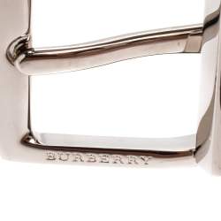 Pre Owned Burberry Black/Blue London Check Coated Canvas Clarke Reversible Belt 80CM