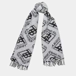 Pre Owned Burberry Black and Metallic Tb Monogram Jacquard Scarf
