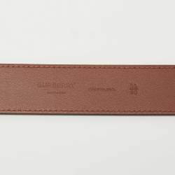 Pre Owned Burberry Tan Leather Louis Buckle Belt 90CM