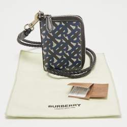 Burberry Tri Color Tb Monogram Coated Canvas and Leather Ferris Zip Around Lanyard