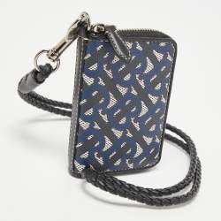 Burberry Tri Color Tb Monogram Coated Canvas and Leather Ferris Zip Around Lanyard