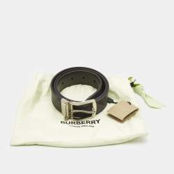 Burberry Charcoal Check Coated Canvas and Leather Reversible Buckle Belt 80CM