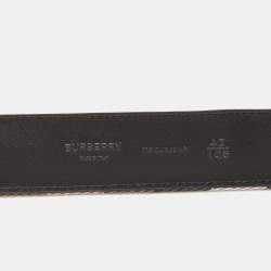 Burberry Black/Beige House Check Fabric and Leather Mark Buckle Belt 105CM