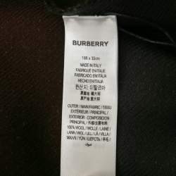 Pre Owned Burberry Maroon/Grey Logo Text Wool Football Scarf