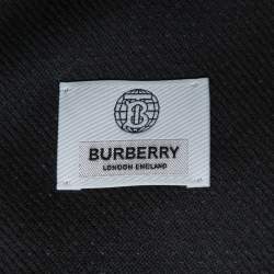 Pre Owned Burberry Maroon/Grey Logo Text Wool Football Scarf