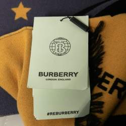 Pre Owned Burberry Dark Grey Star Sky Wool Football Scarf